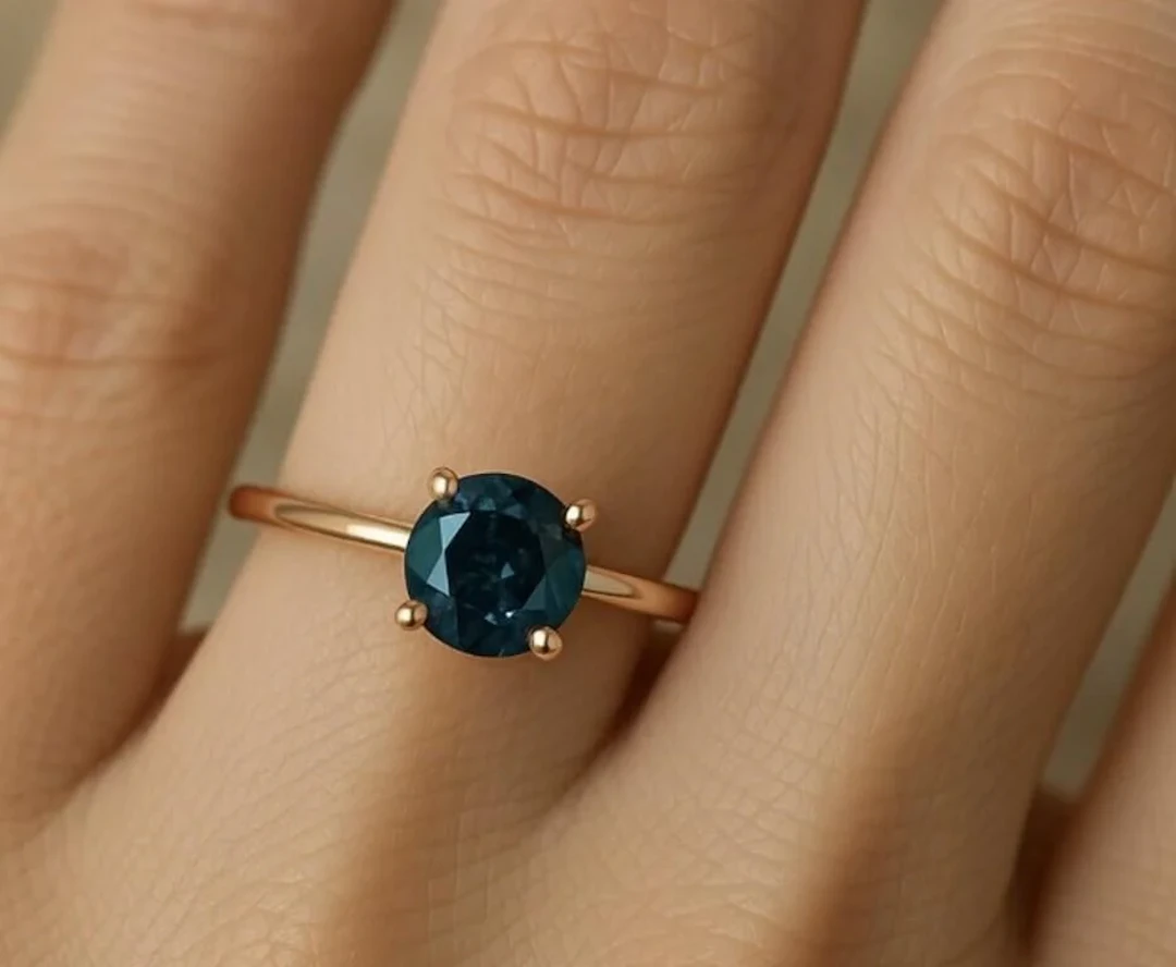 $2880 10K 2.16g Blue Diamond Treated(0.8ct) Ring