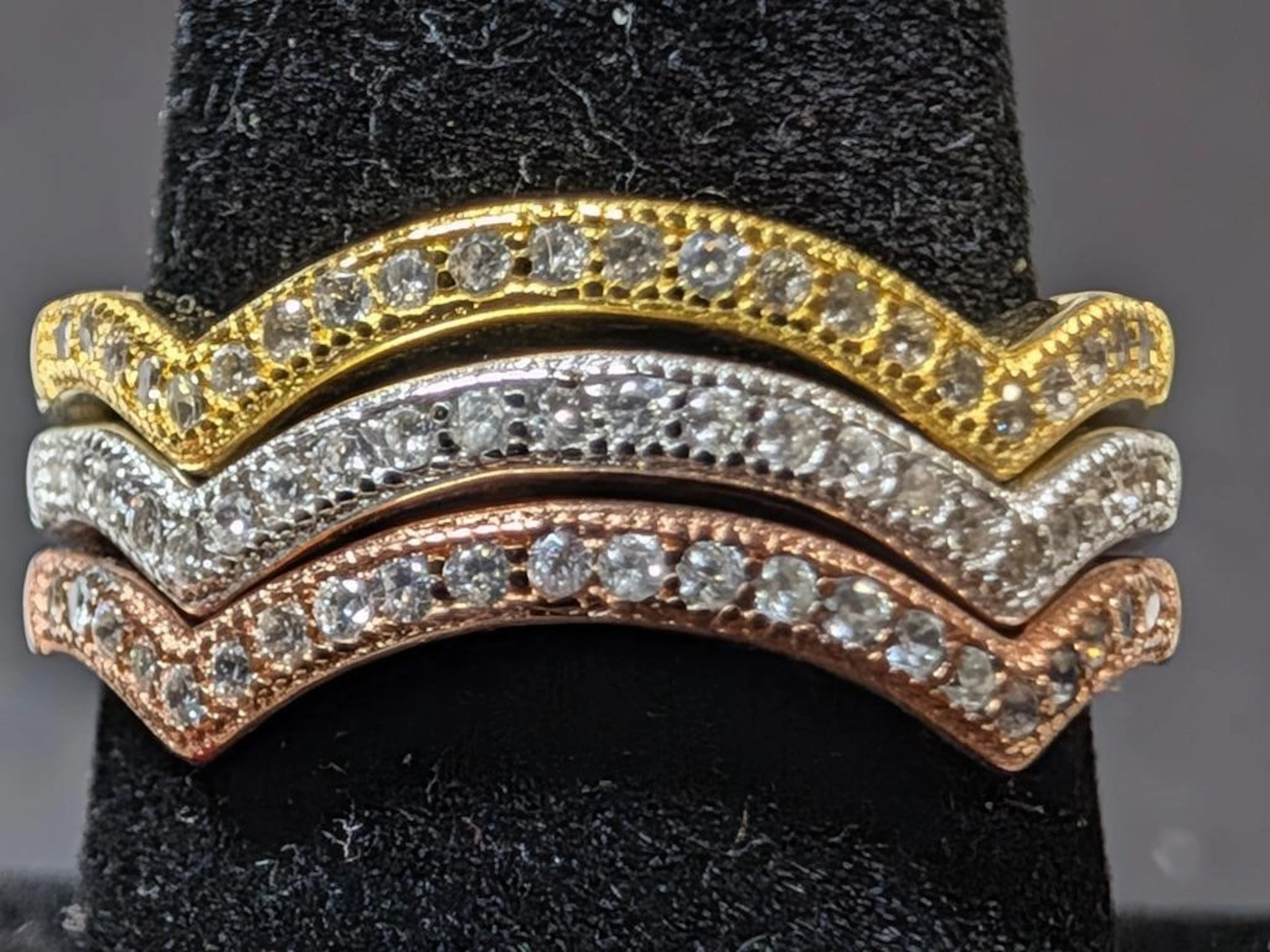 $155, Silver(6.15g), set of 3 Ring, size 7.5, appr