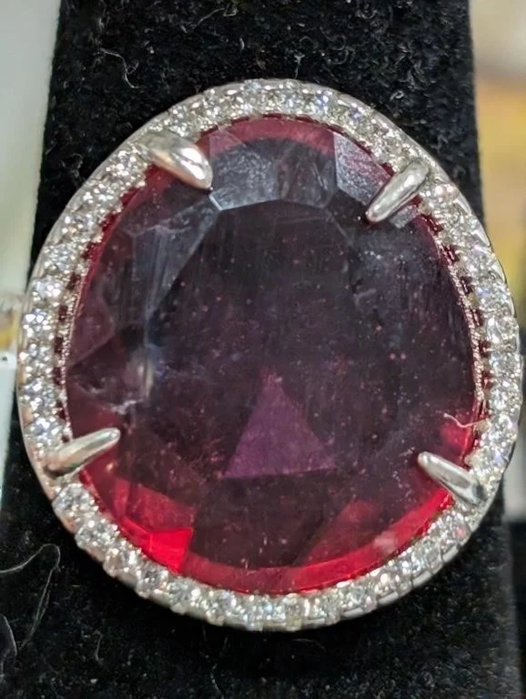 $220, Silver(6.26g), Created Ruby&czRing, size 9