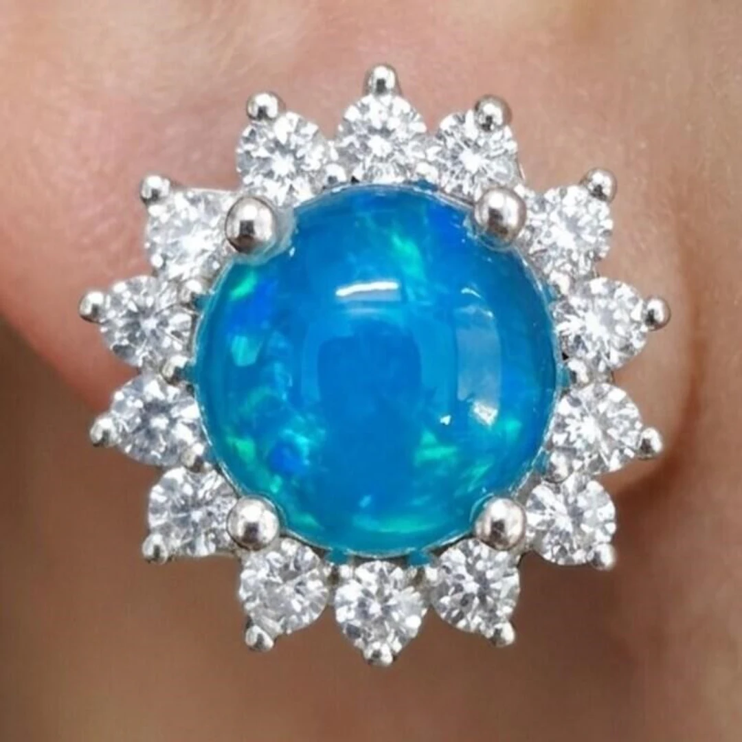 Silver 6.15g Priabia Opal Cz 3.85ct Earrings