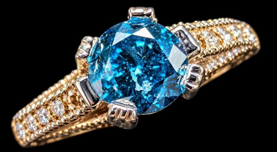 $6100, 14k(4.28g), blue diamond (0.9ct), diamond (