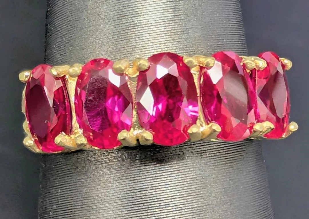$1350, 10k(2.51g), lab ruby (2.5ct)ring, size 6, a