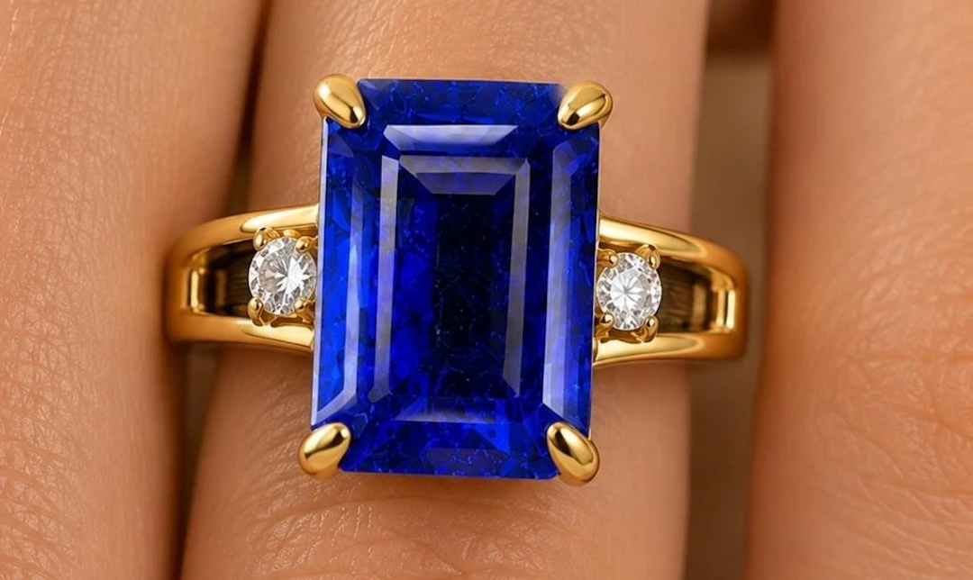 $3600, 10k(2.9g), tanzanite (4ct), lab diamond (0