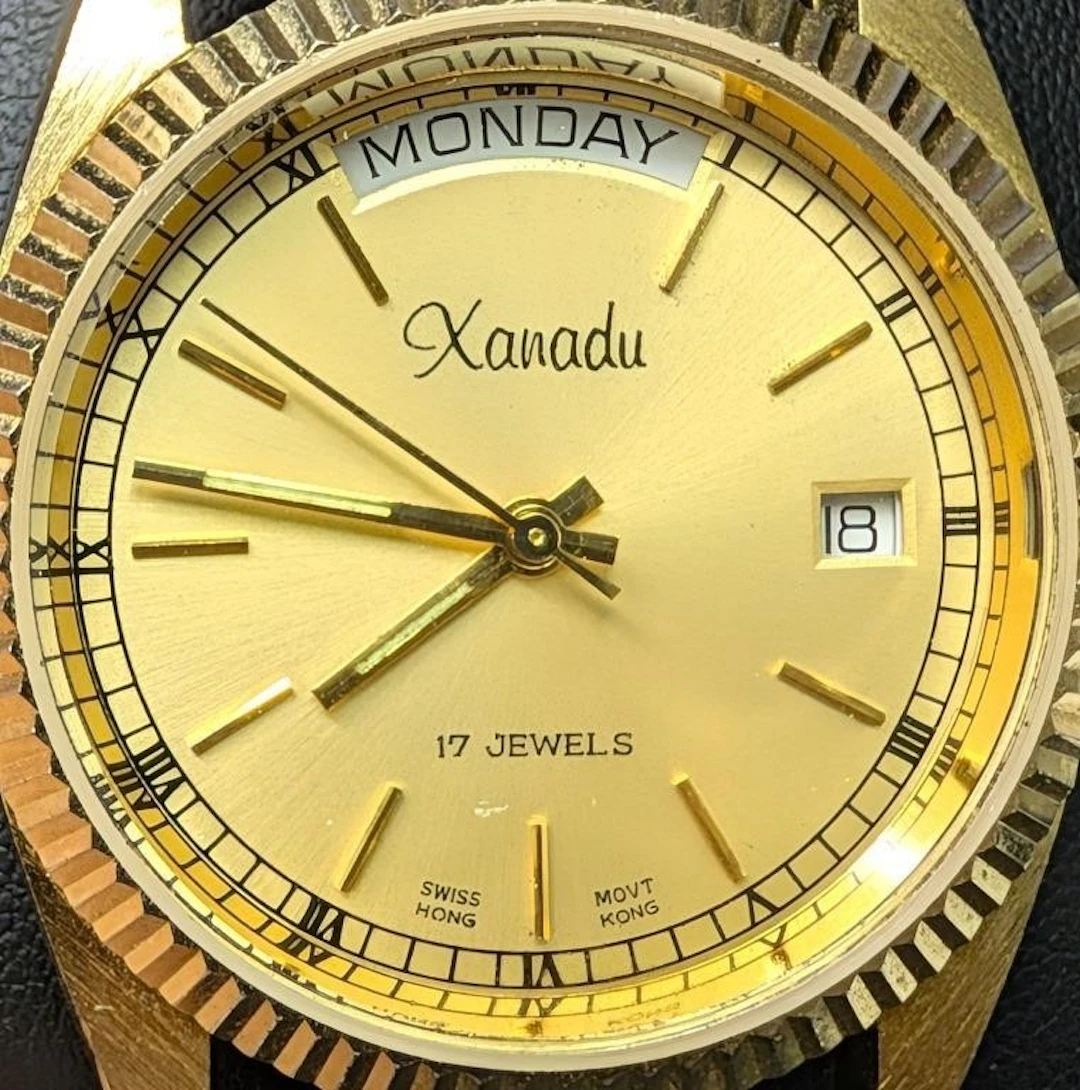 $195, Vintage Xanadu 17 Jewels Gold-Tone Day & Dat