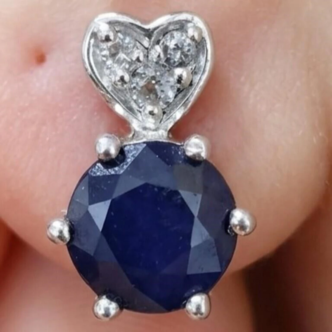 Silver 3.95g Blue Sapphire White Topaz 2.35ct Earr