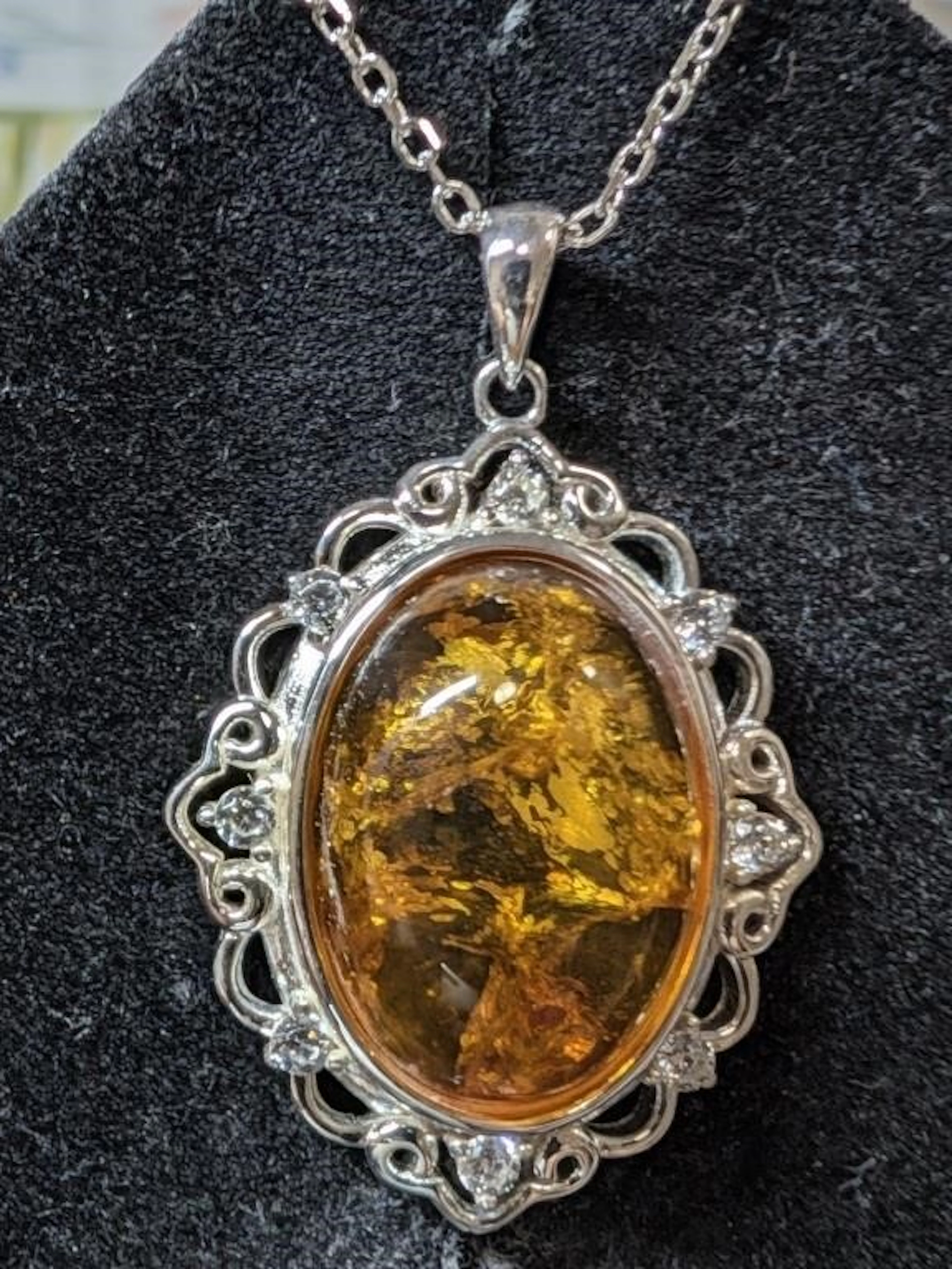 $165, Silver(6.51g), amberNeckalce,20", appraised
