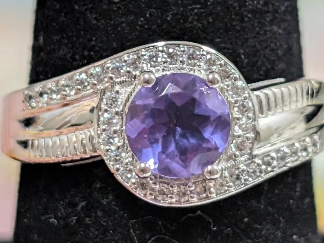 $100, Silver(3.42g), Amethyst&czRing, size 7, appr