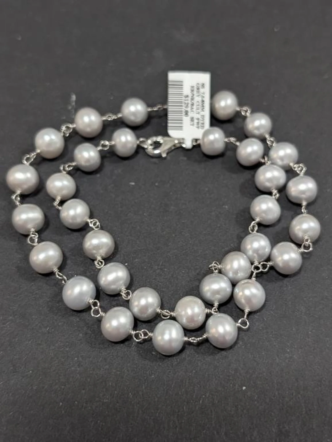 $170, Silver(24.65g), Dyed grey cultured pearlNeck