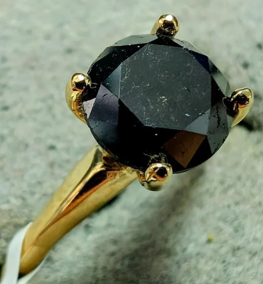 $1675, 10k(2.14g), black diamond (1.7ct)ring, size