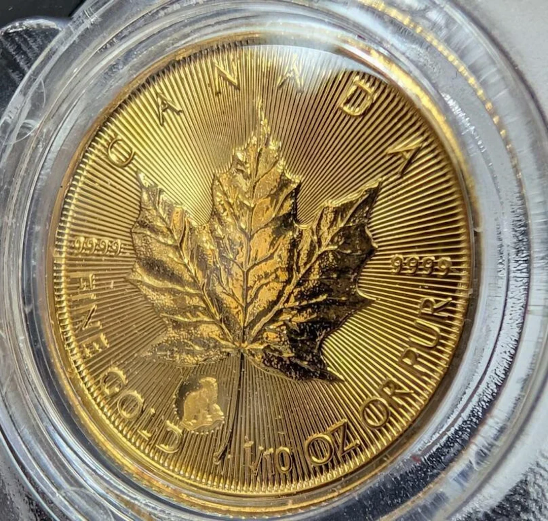 ., 1/10oz assay certified 2024 maple leaf coin, r