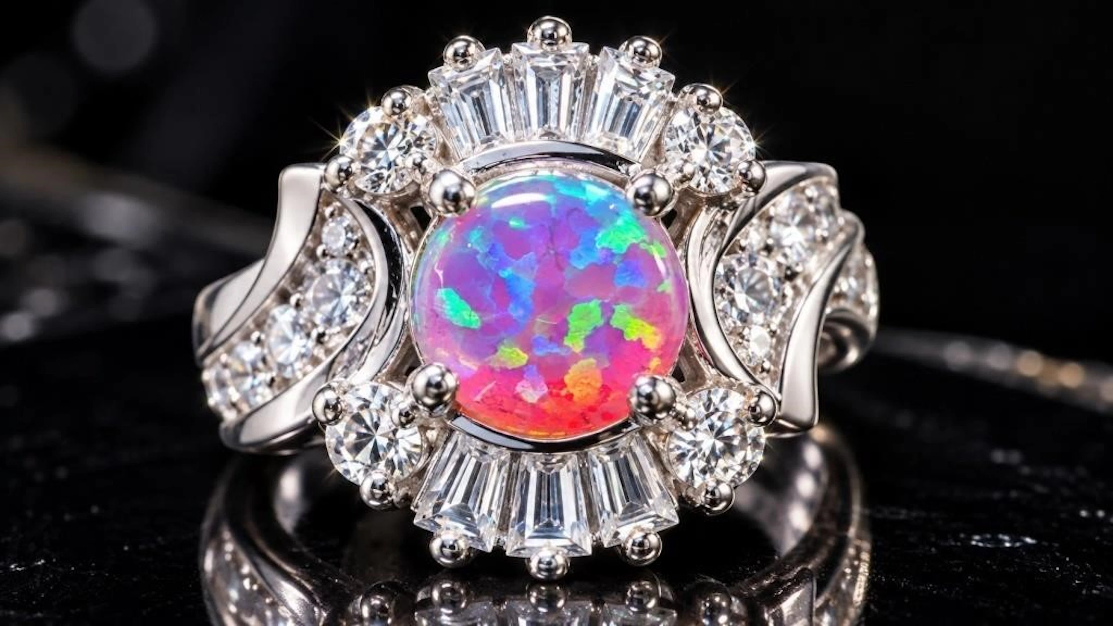 $170, Silver(6.79g), Opalite&czRing, size 7, appra
