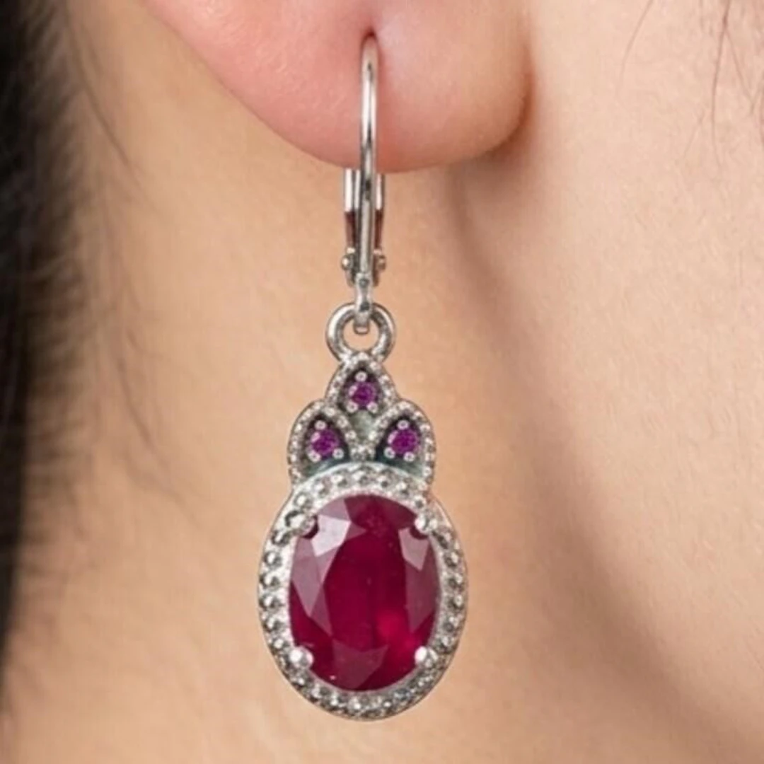 Gold-Plated Silver 5.25g Ruby 2.65ct Earrings