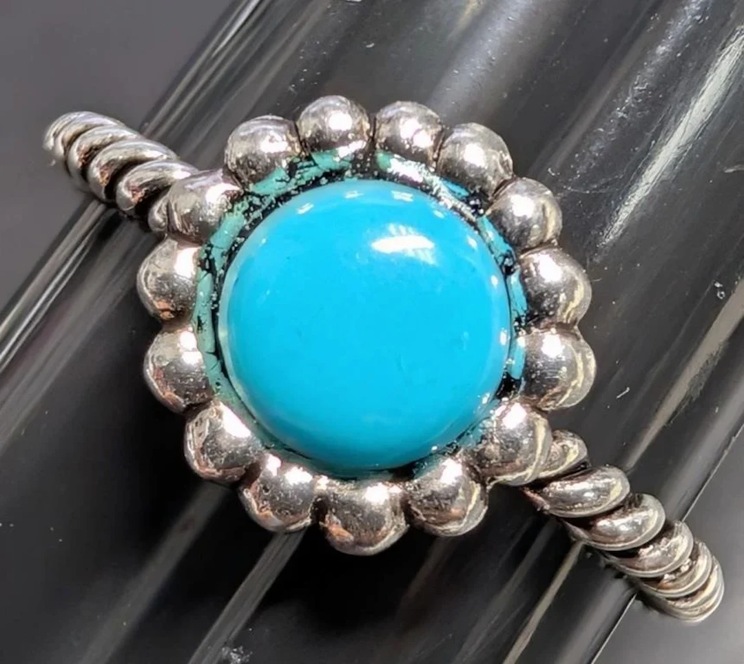 $160, silver(1.1g), turquoise ring, size 4.5, ret