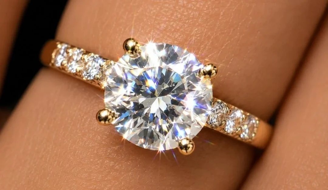 $4800, 10k(2g), lab diamond (1.6+0.06ct)ring, siz