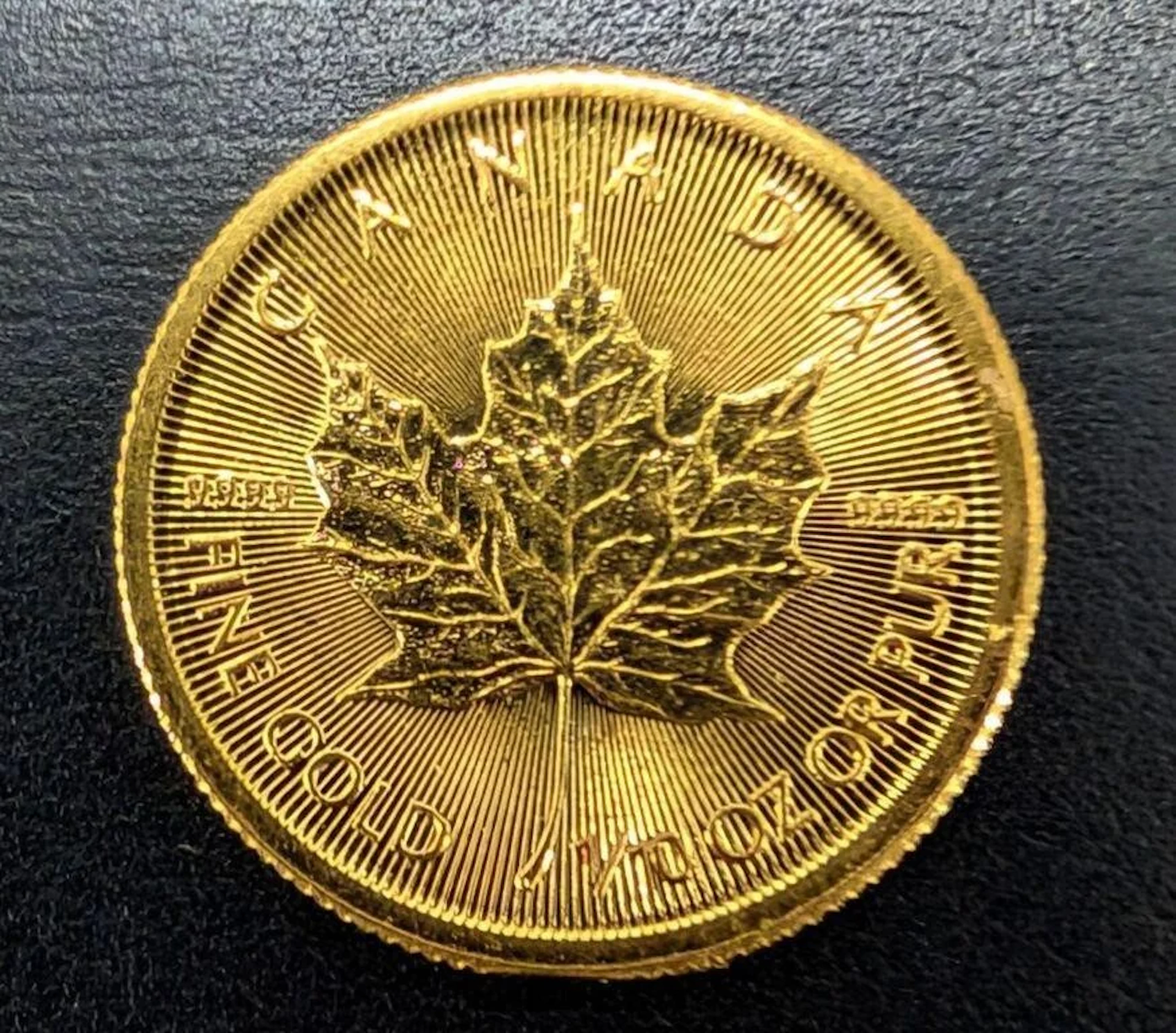 ., 24k(3.13g), maple leaf (random date) coin, ret