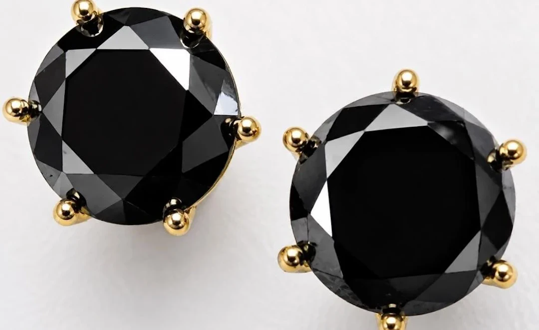 $1400, 14k black diamond (1.1ct) earring, retail v