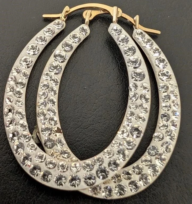 $850, 10k(1.25g), crystal hoop earring, retail va