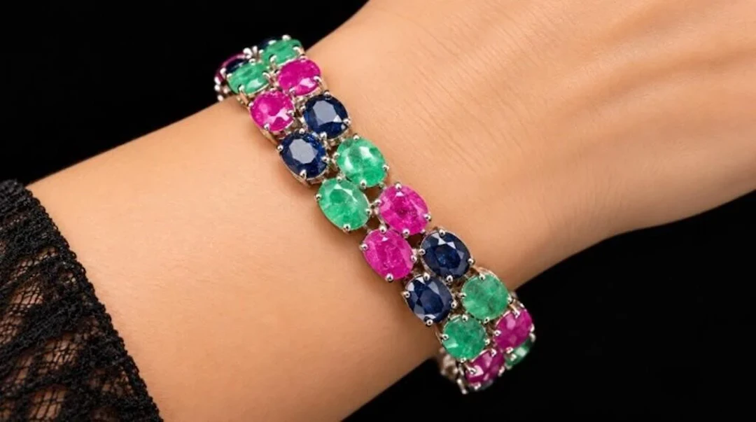 $2000, silver(24.8g), ruby, emerald, sapphire (63c