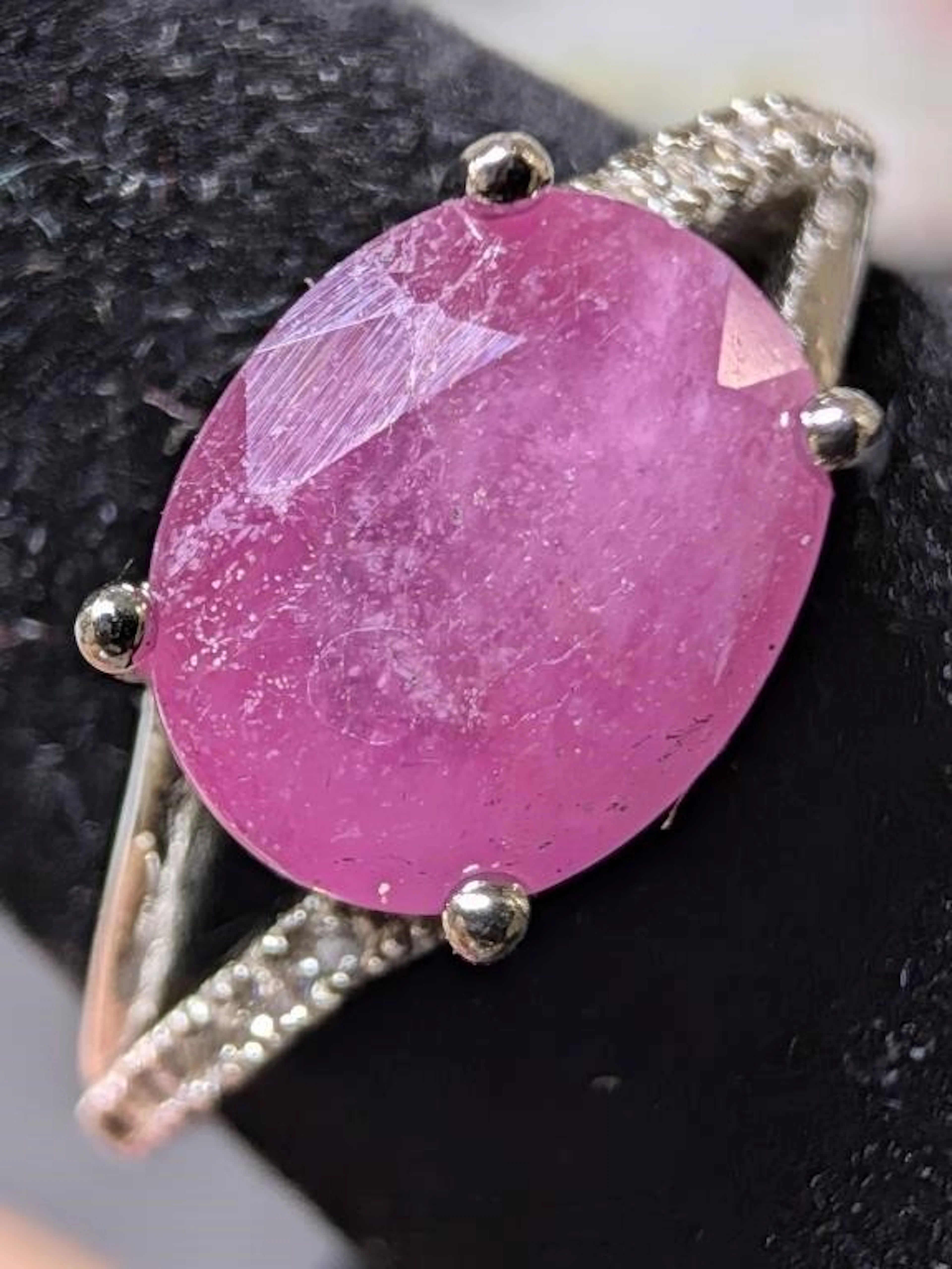 $90, Silver(2.84g), Ruby&cz (2ct)Ring, size 6, app
