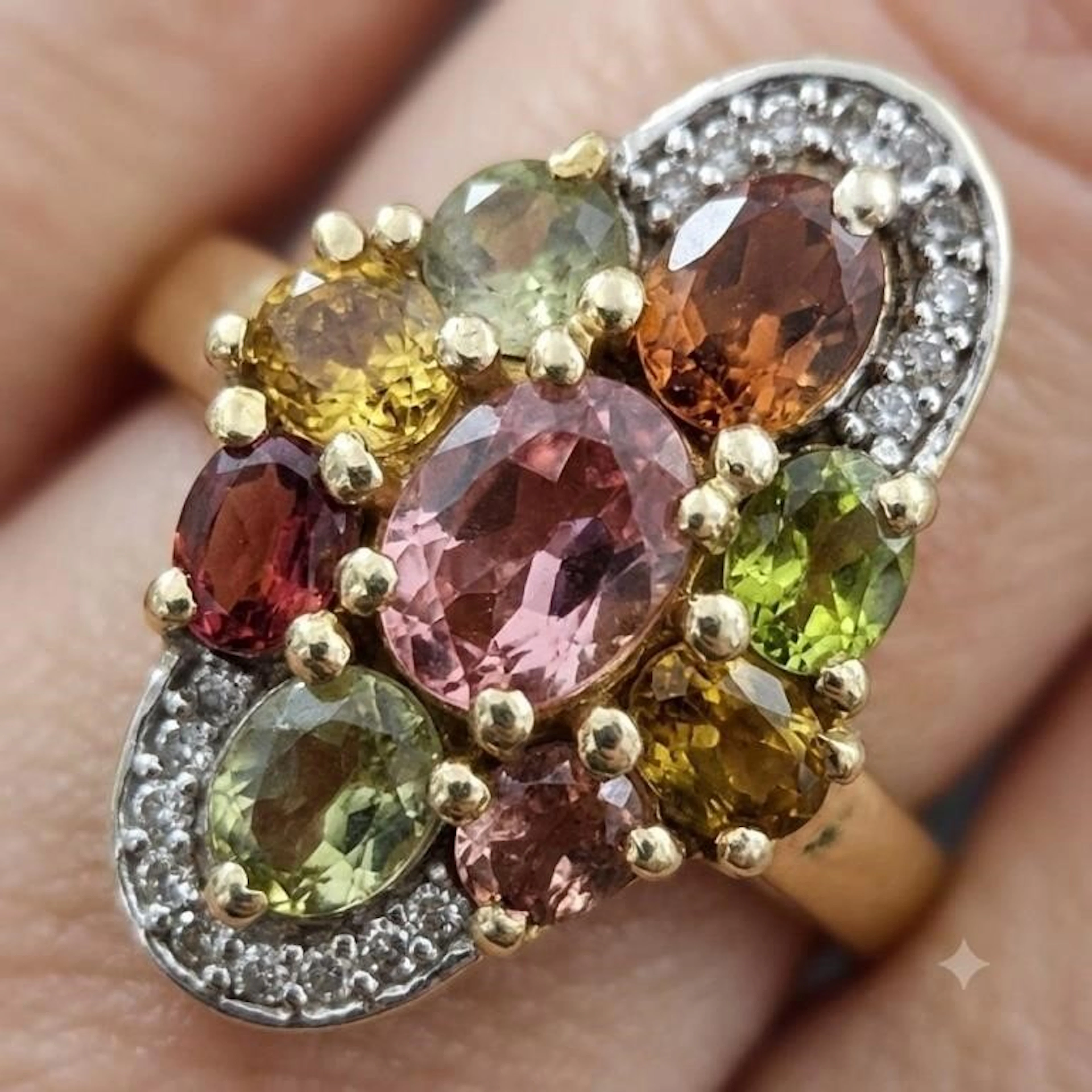 Gold-Plated Silver 5.45g Tourmaline White Topaz 2.
