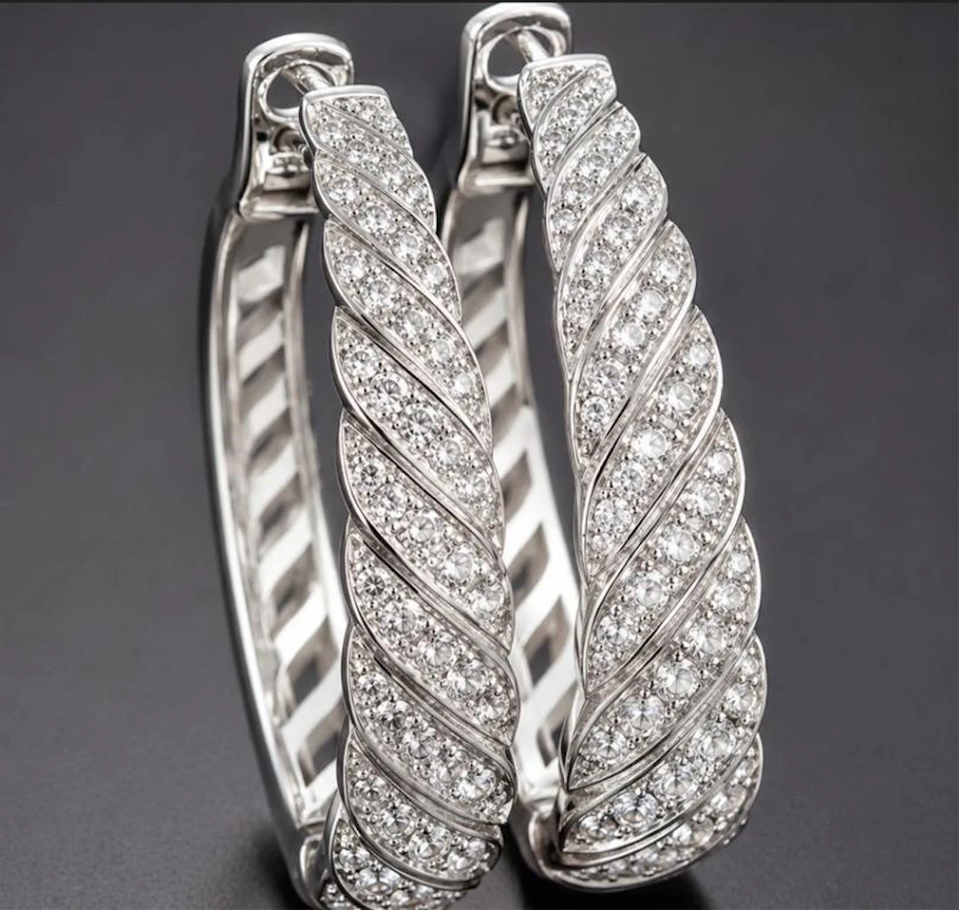 $420, silver(14.15g), cz hoopearring, retail valu