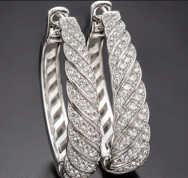 $420, silver(14.15g), cz hoopearring, retail valu