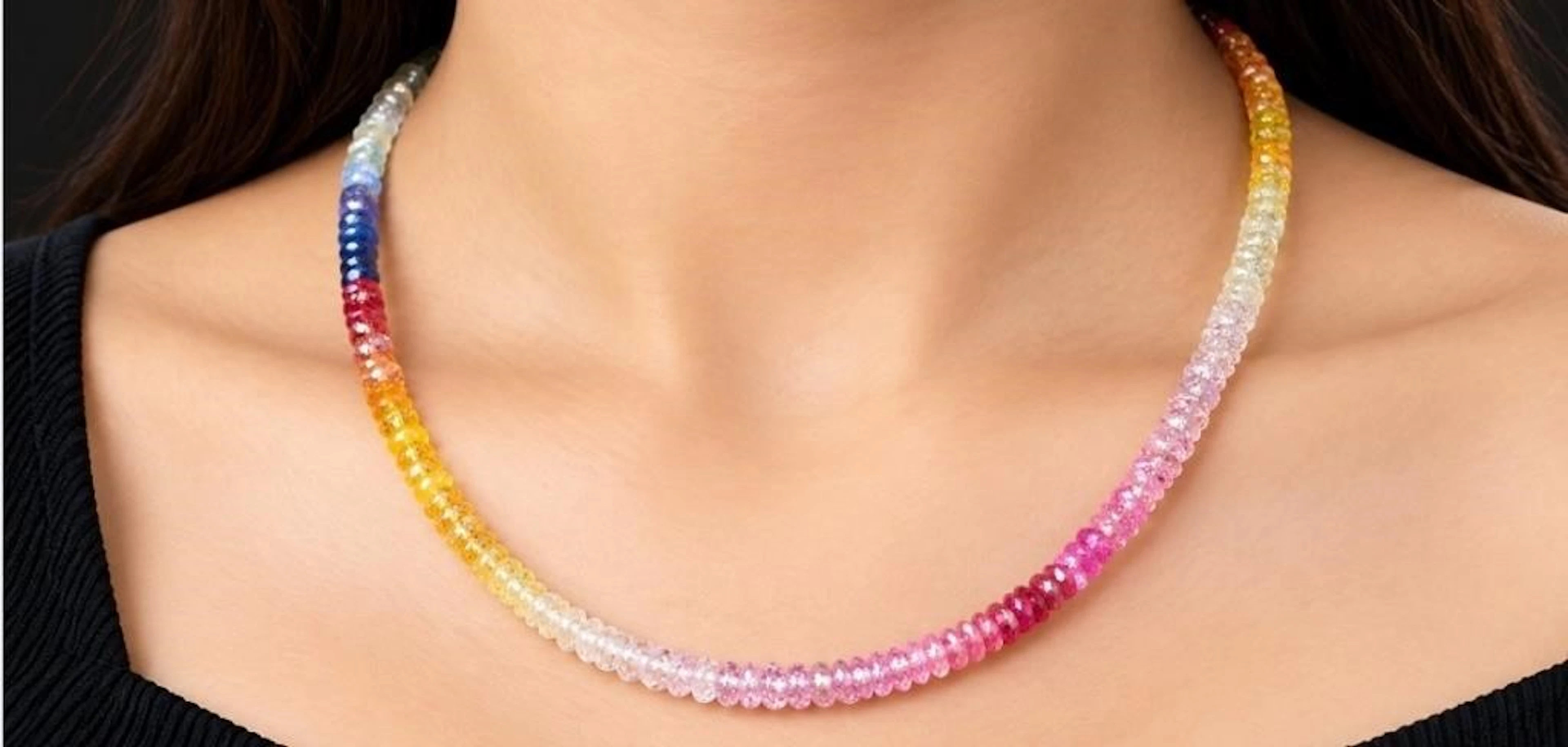 $1800, silver(9.6g), sapphire (46ct)necklace, appr