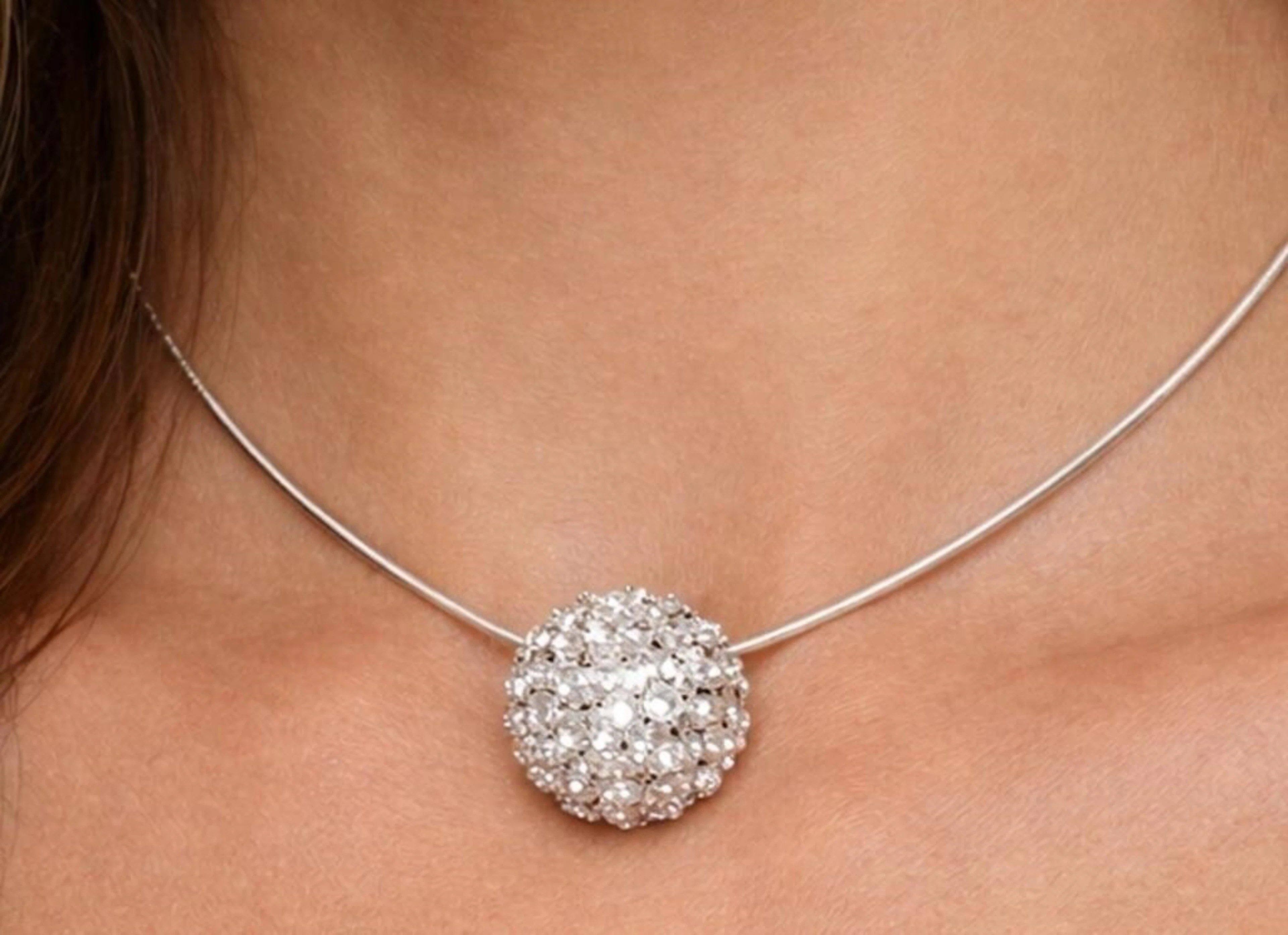 $0, silver(2.8g), crystal ball necklace 17", ret