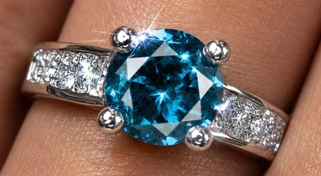 $6230, 14k(3.92g), natural diamond (treated blue