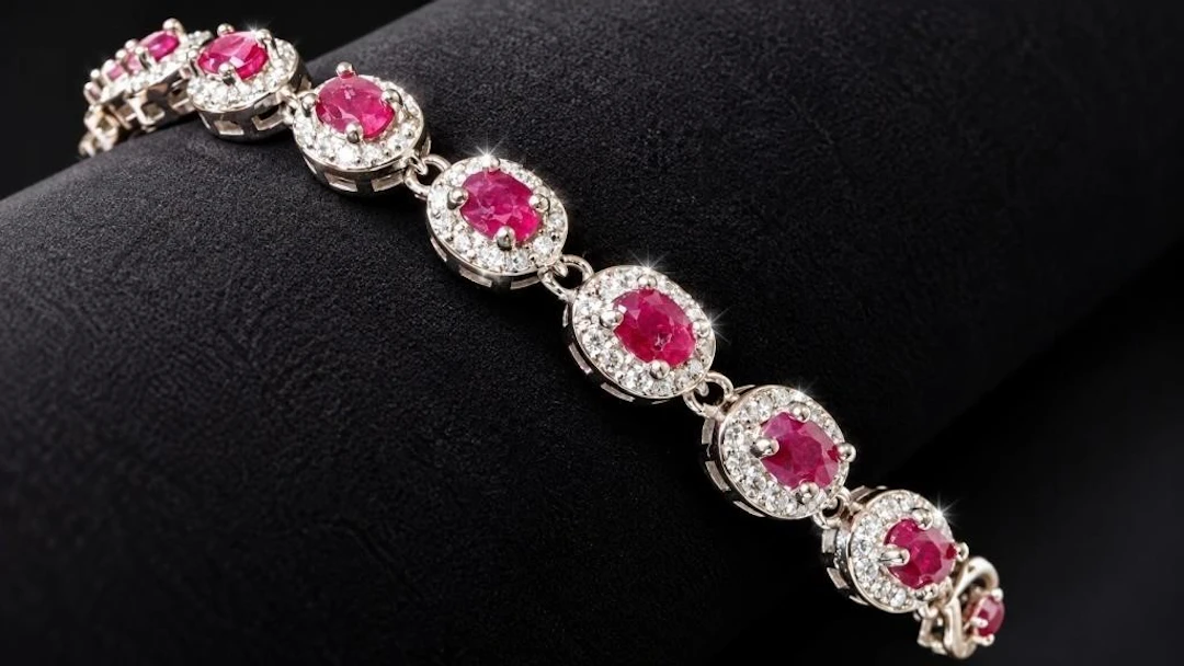 $350, Silver(7.56g), Ruby (4ct)Bracelet,8", appra
