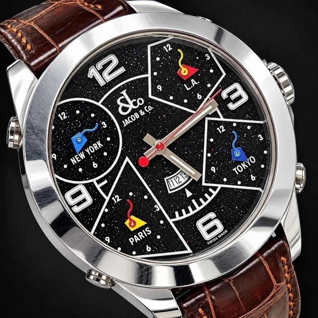 $6500, Jacob & Co. Five Time Zone 47mm stainless s