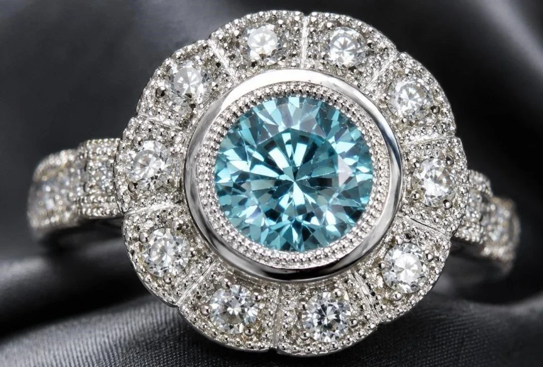 $440, silver(7.39g), blue topaz (1ct) ring, retai