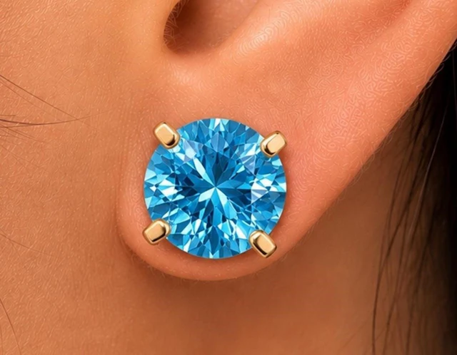 $1000, 14k(1.2g), blue topaz (4.5ct)earring, retai