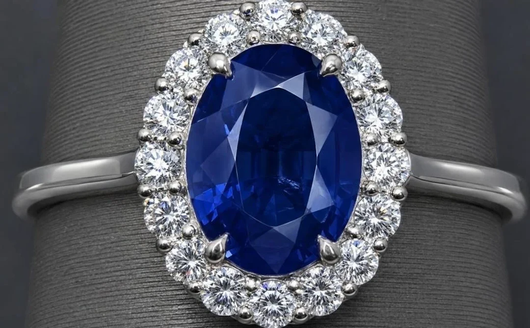 $3200, 14k(1.9g), sapphire (1ct), lab diamond (0.2
