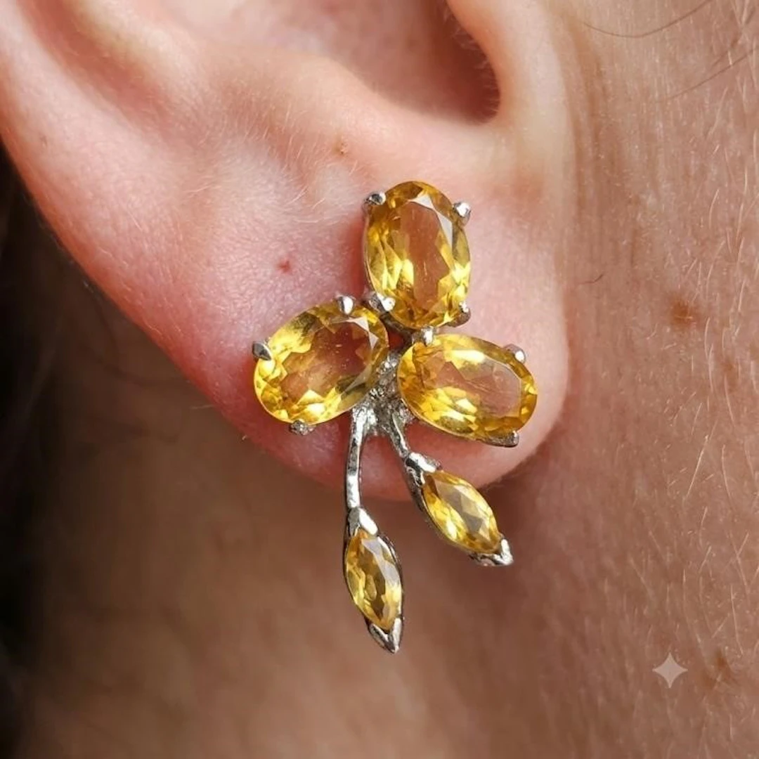Silver 5.05g Citrine 4.55ct Earrings
