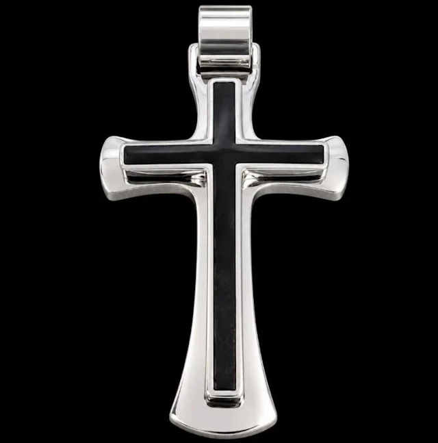 $100, stainless steel (10.08g), cross pendant, ret
