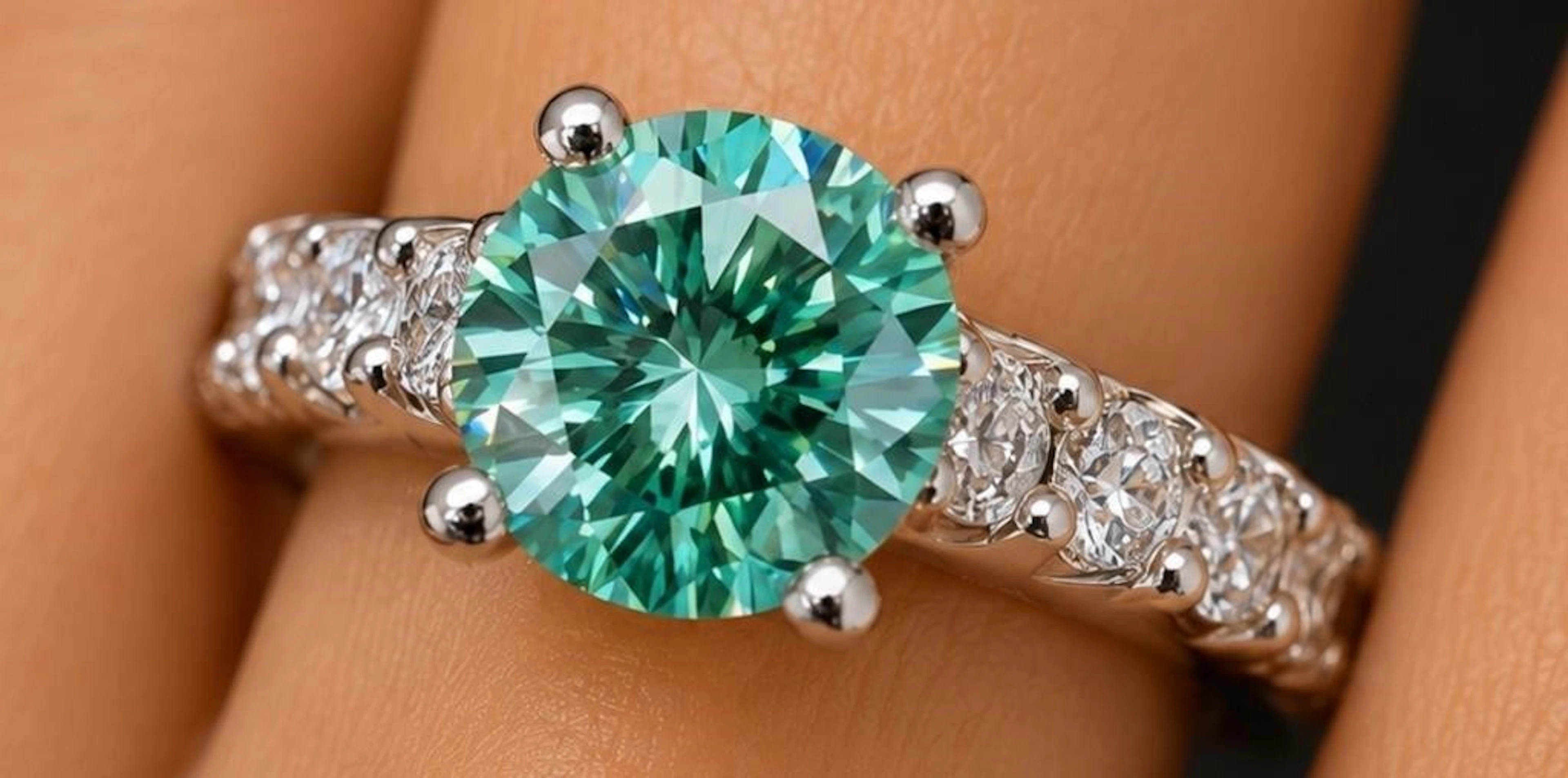 $3035, 14k(3.45g), moissanite (1.15ct), lab diamon