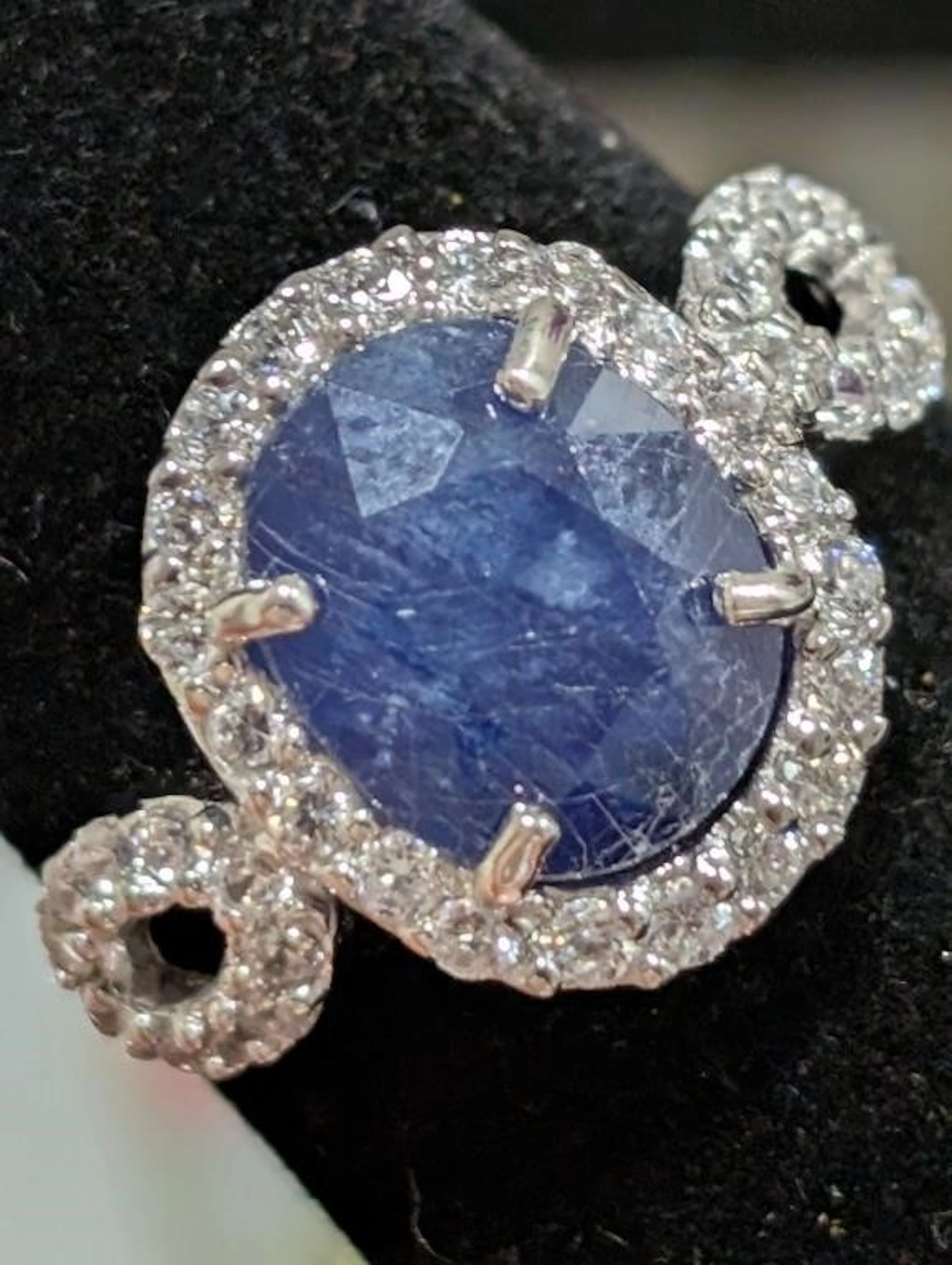 $120, Silver(3.53g), Sapphire&czRing, size 7, appr