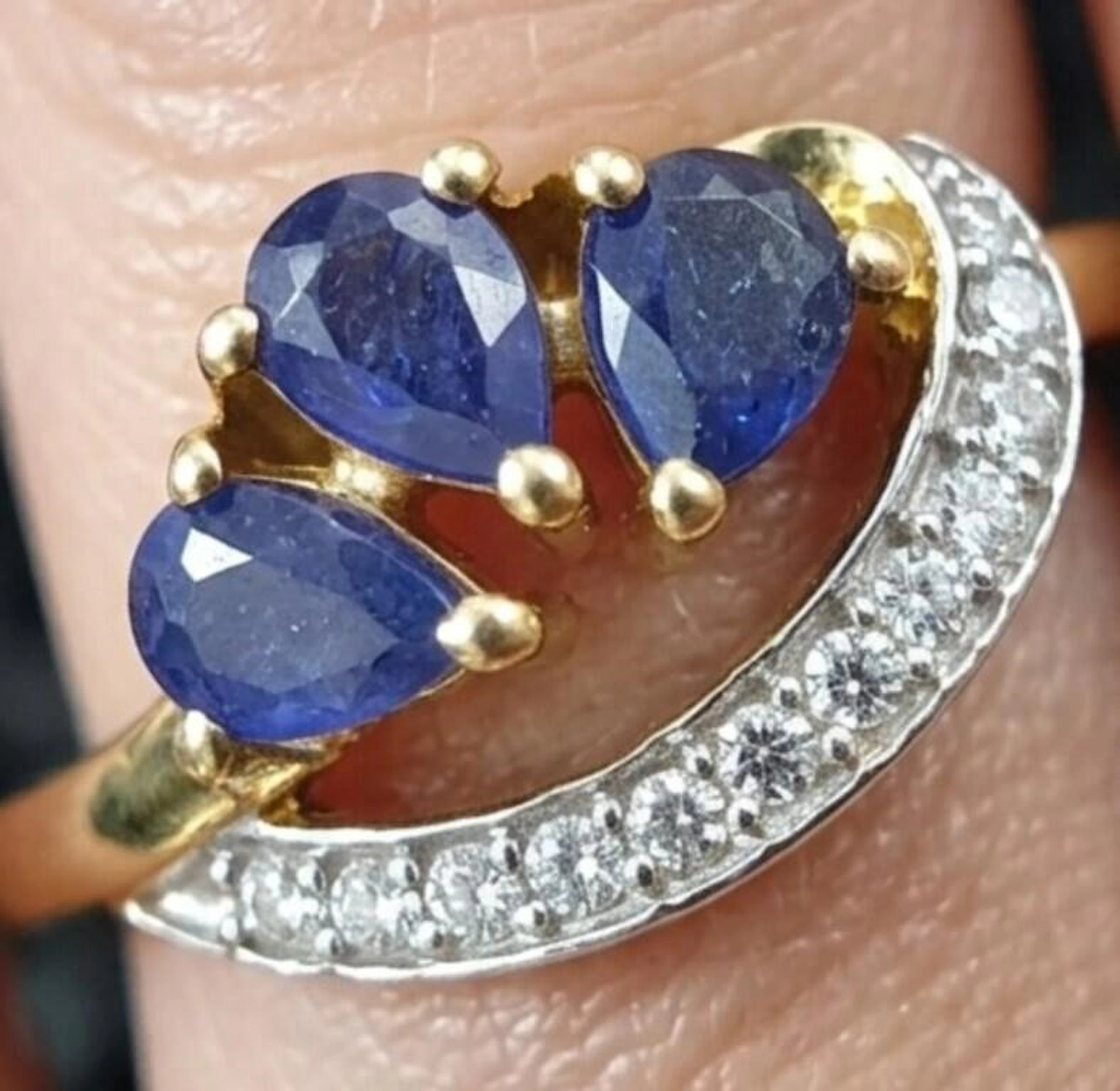 Gold-Plated Silver 2.75g Blue Sapphire White Topaz
