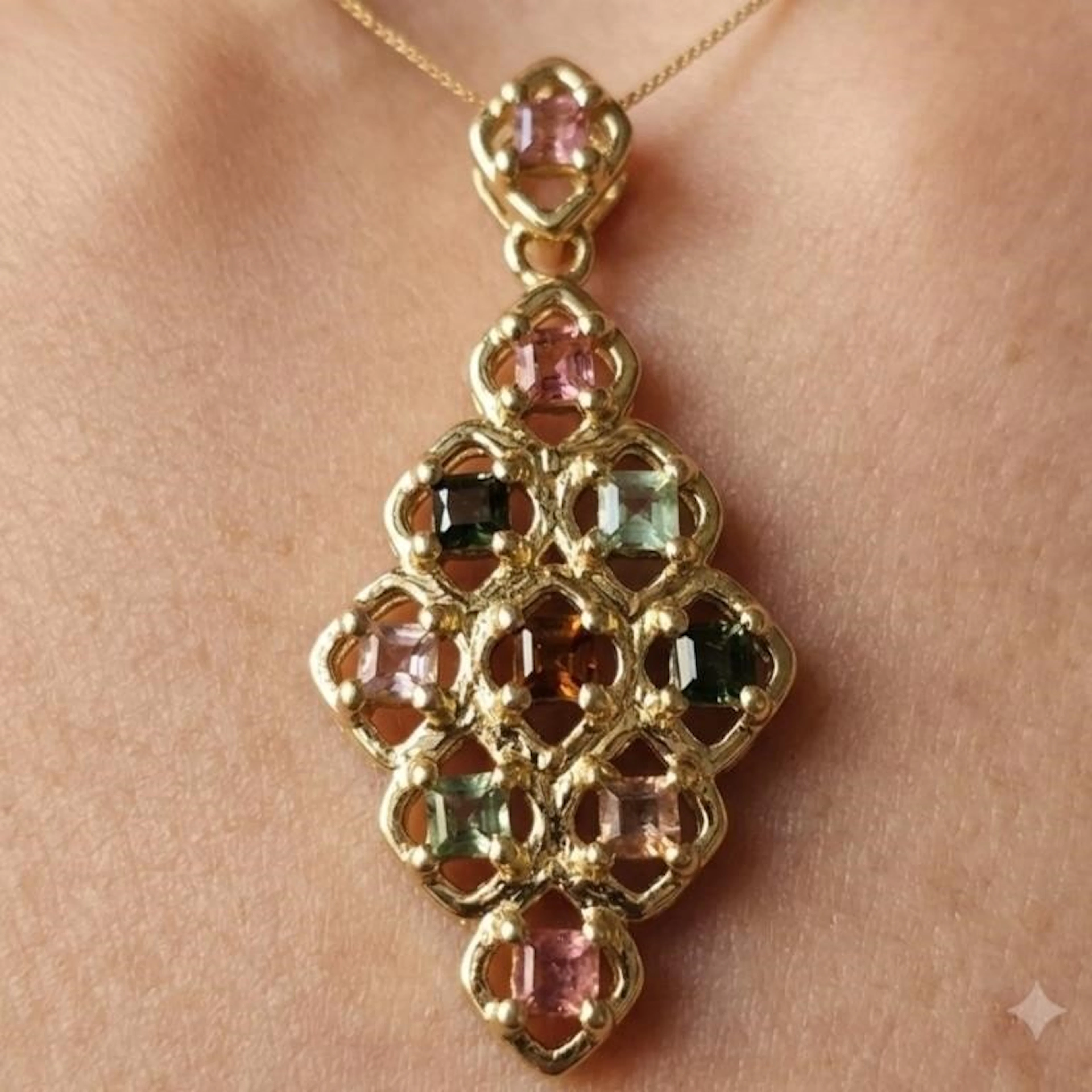 Gold-Plated Silver 3.05g Tourmaline 0.75ct Pendant