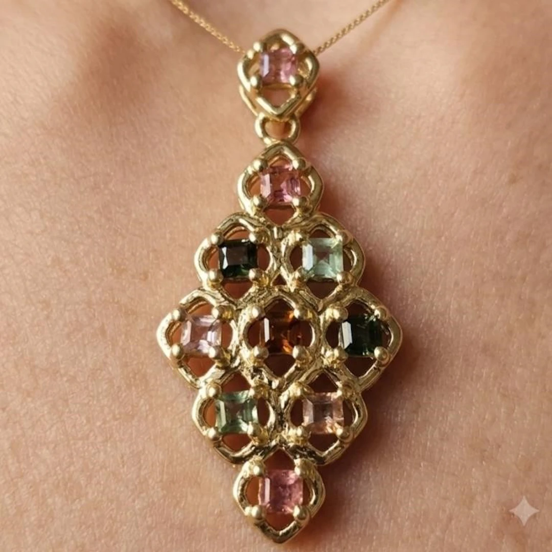 Gold-Plated Silver 3.05g Tourmaline 0.75ct Pendant