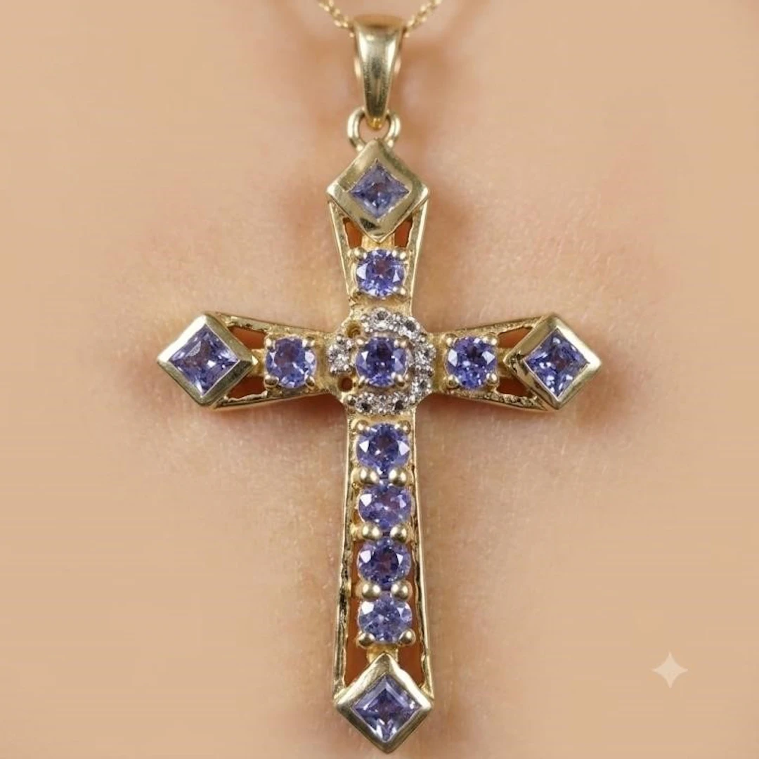 Gold-Plated Silver 4.15g Tanzanite White Topaz 1.1