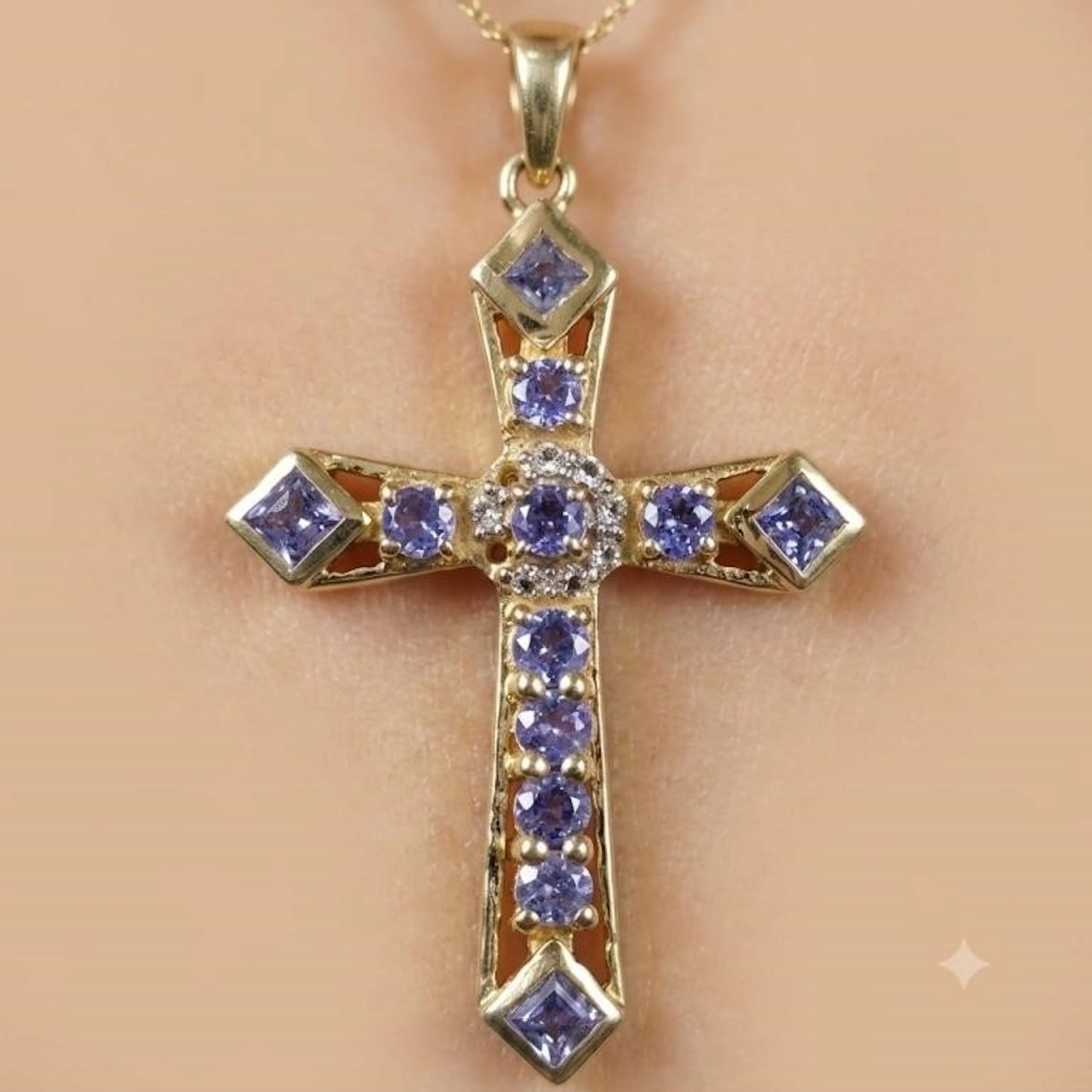 Gold-Plated Silver 4.15g Tanzanite White Topaz 1.1