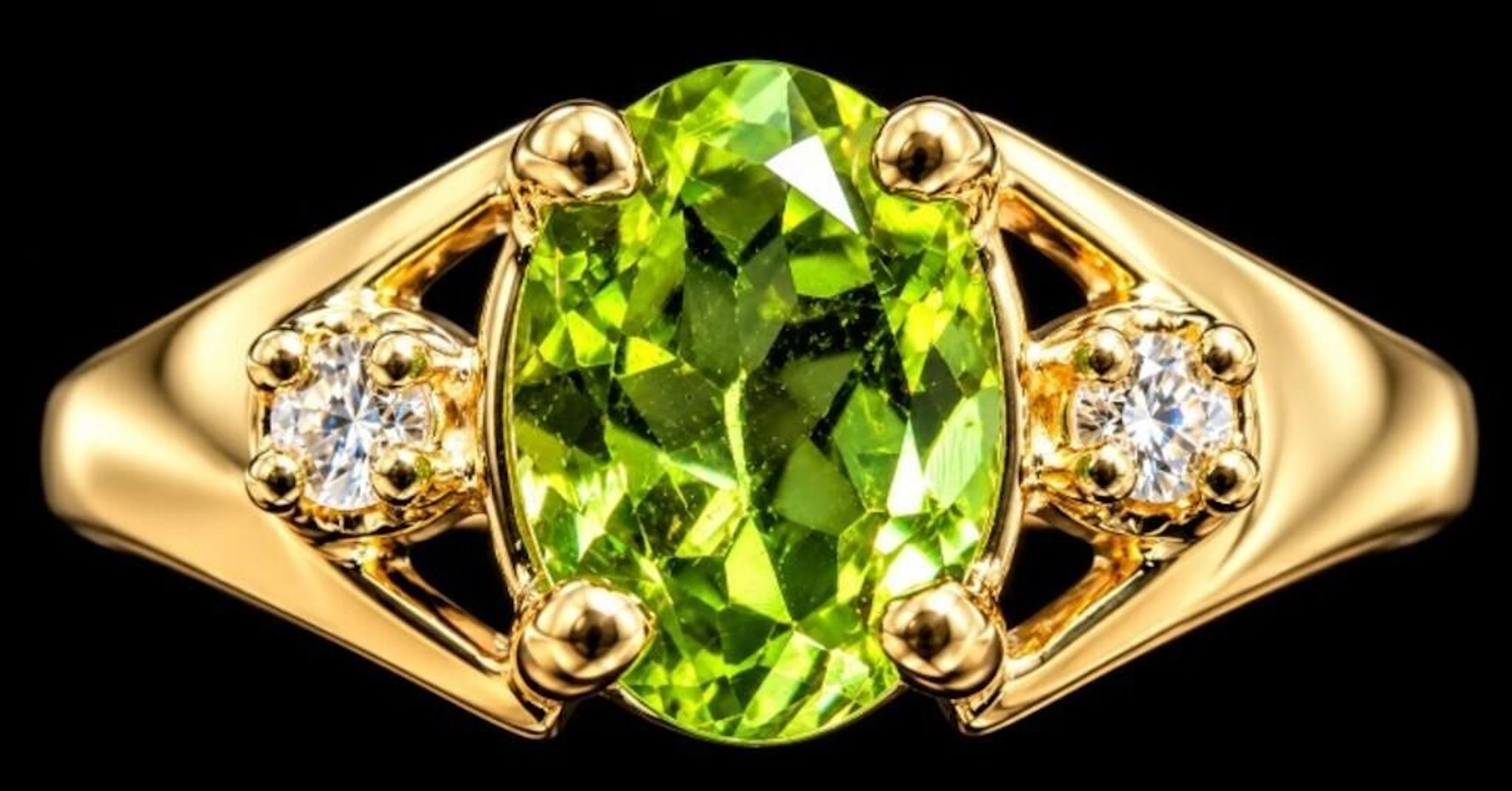 $1600, 10k(1.3g), peridot (0.5ct), diamond (0.02ct