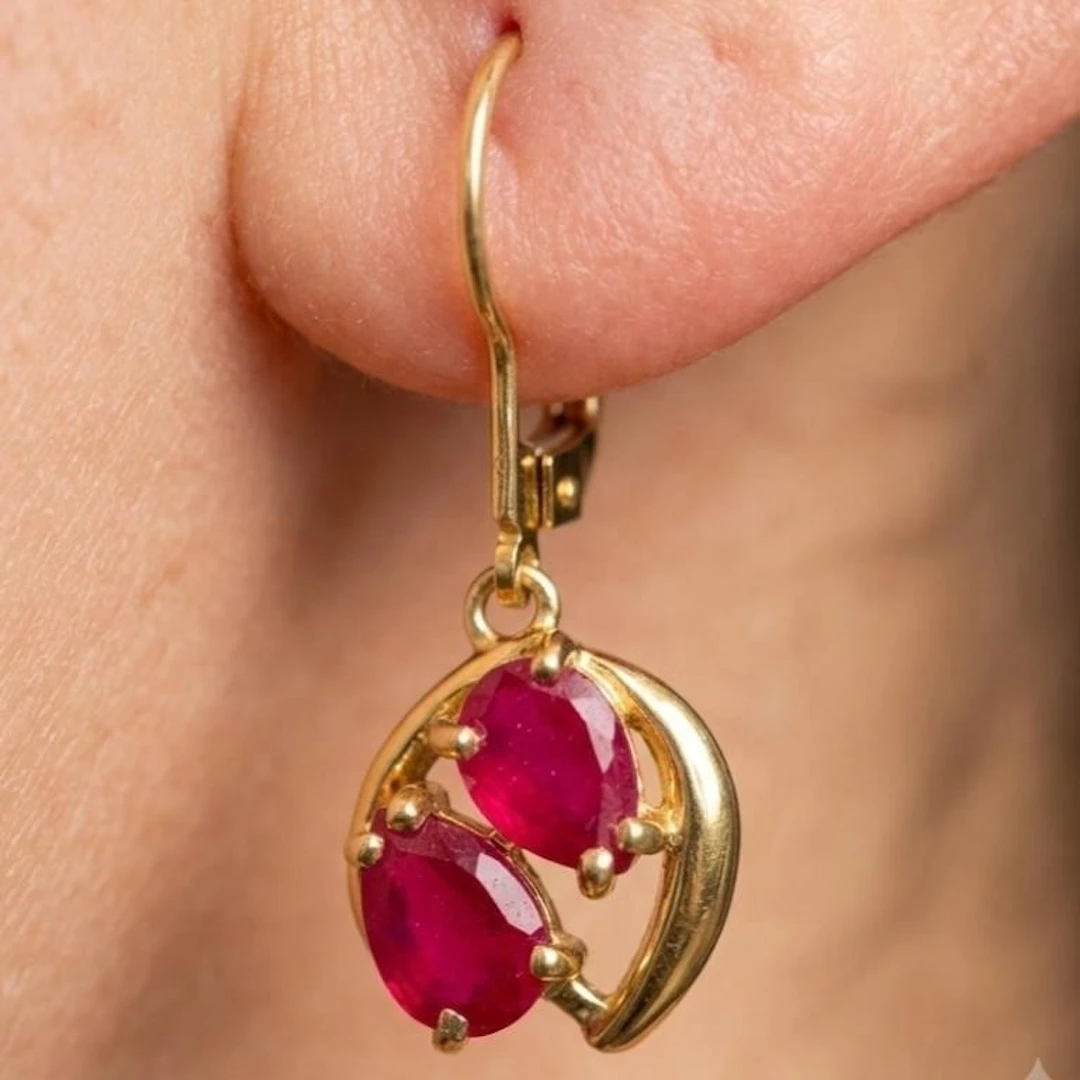 Silver 4.15g Ruby 1.85ct Earrings
