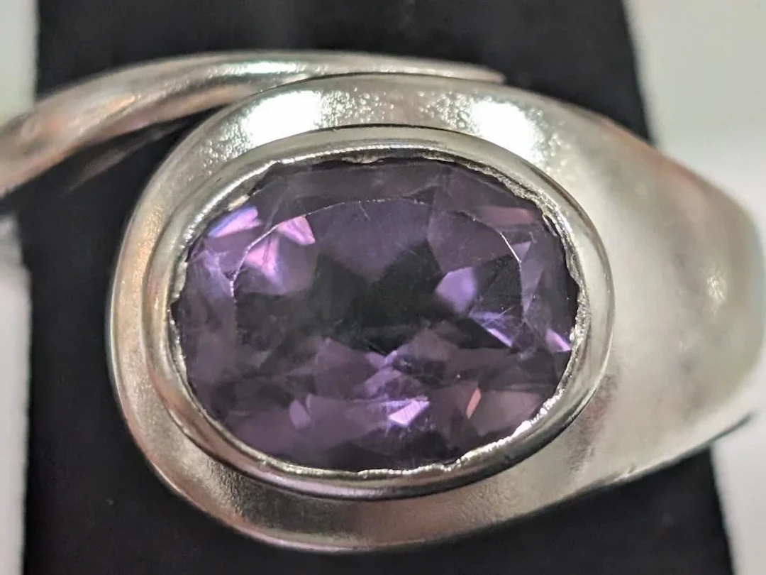 $215, Silver(8.48g), AmethystRing, size 8.5, appra