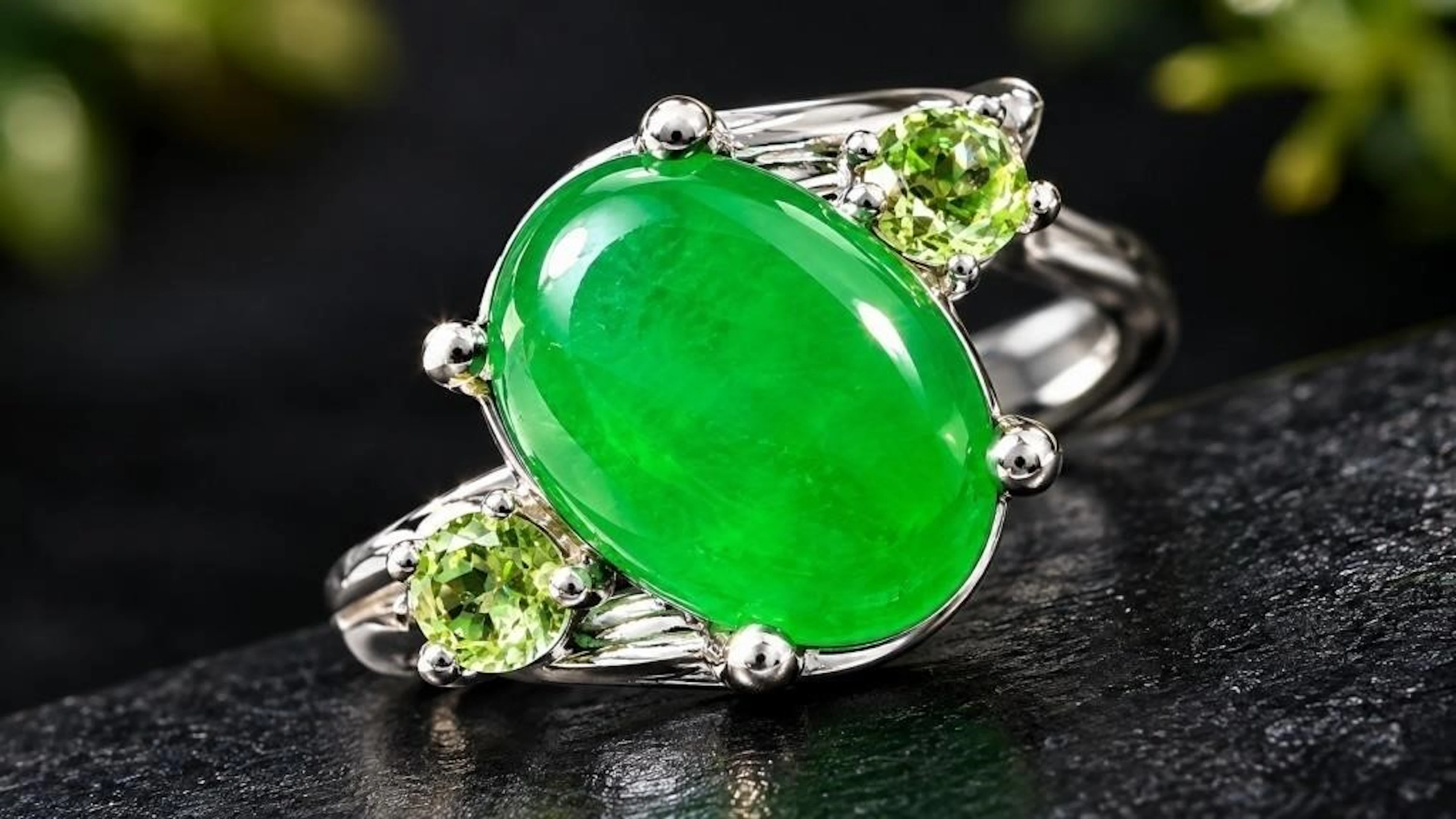 $70, Silver(2.52g), Green Onyx (3ct)Ring, size 10