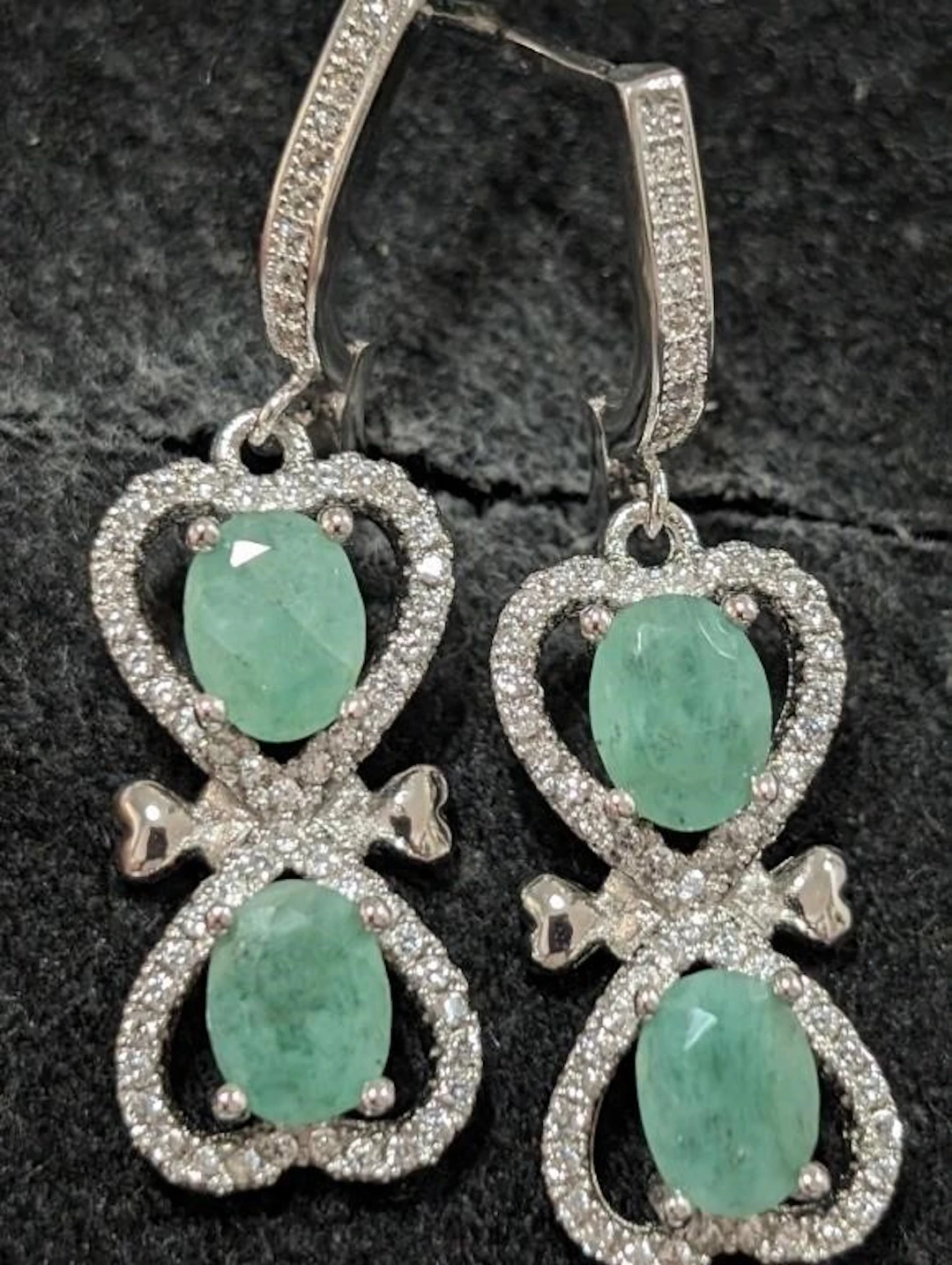 $210, Silver(6.91g), Emerald&czEarring, appraised/
