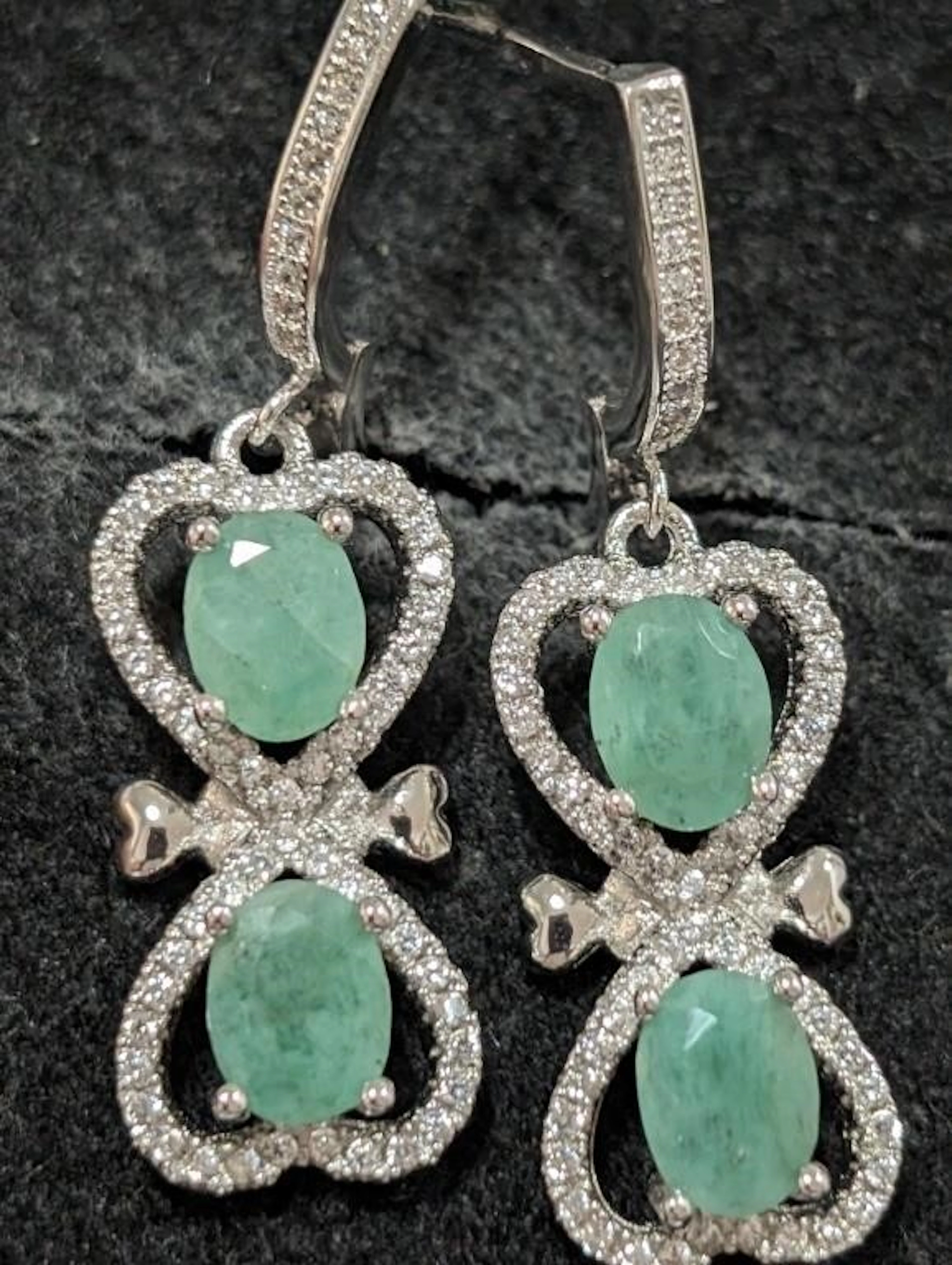 $210, Silver(6.91g), Emerald&czEarring, appraised/