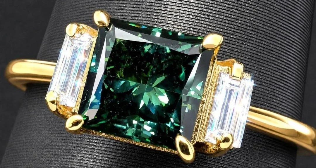 $3600, 10k(1.55g), blue lab diamond (1+0.05ct)rin